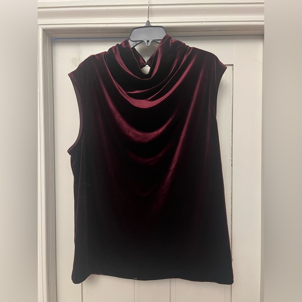Halston Maroon Velor Sleeveless Top - NWT